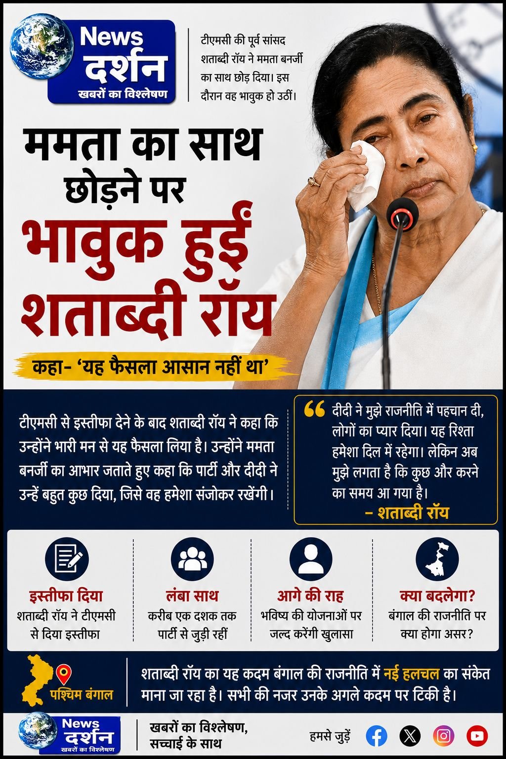 ममता बनर्जी का साथ छोड़ने पर भावुक हुईं शताब्दी रॉय