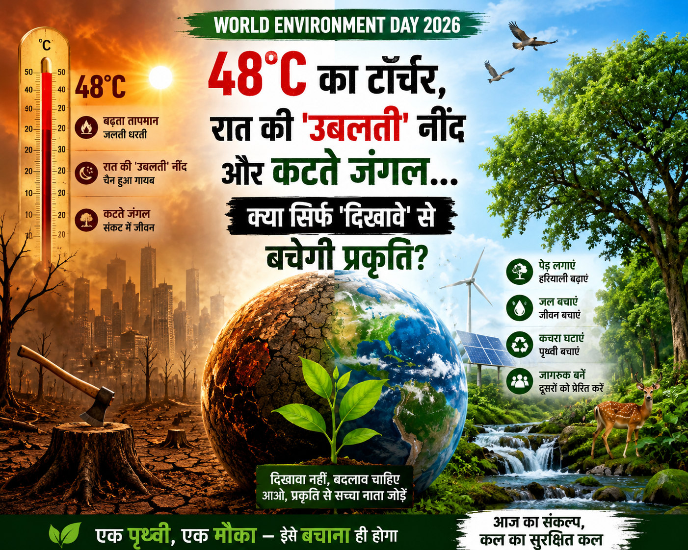 World Environment Day 2026: 48°C का टॉर्चर, रात की ‘उबलती’ नींद और कटते जंगल… क्या सिर्फ ‘दिखावे’ से बचेगी प्रकृति?