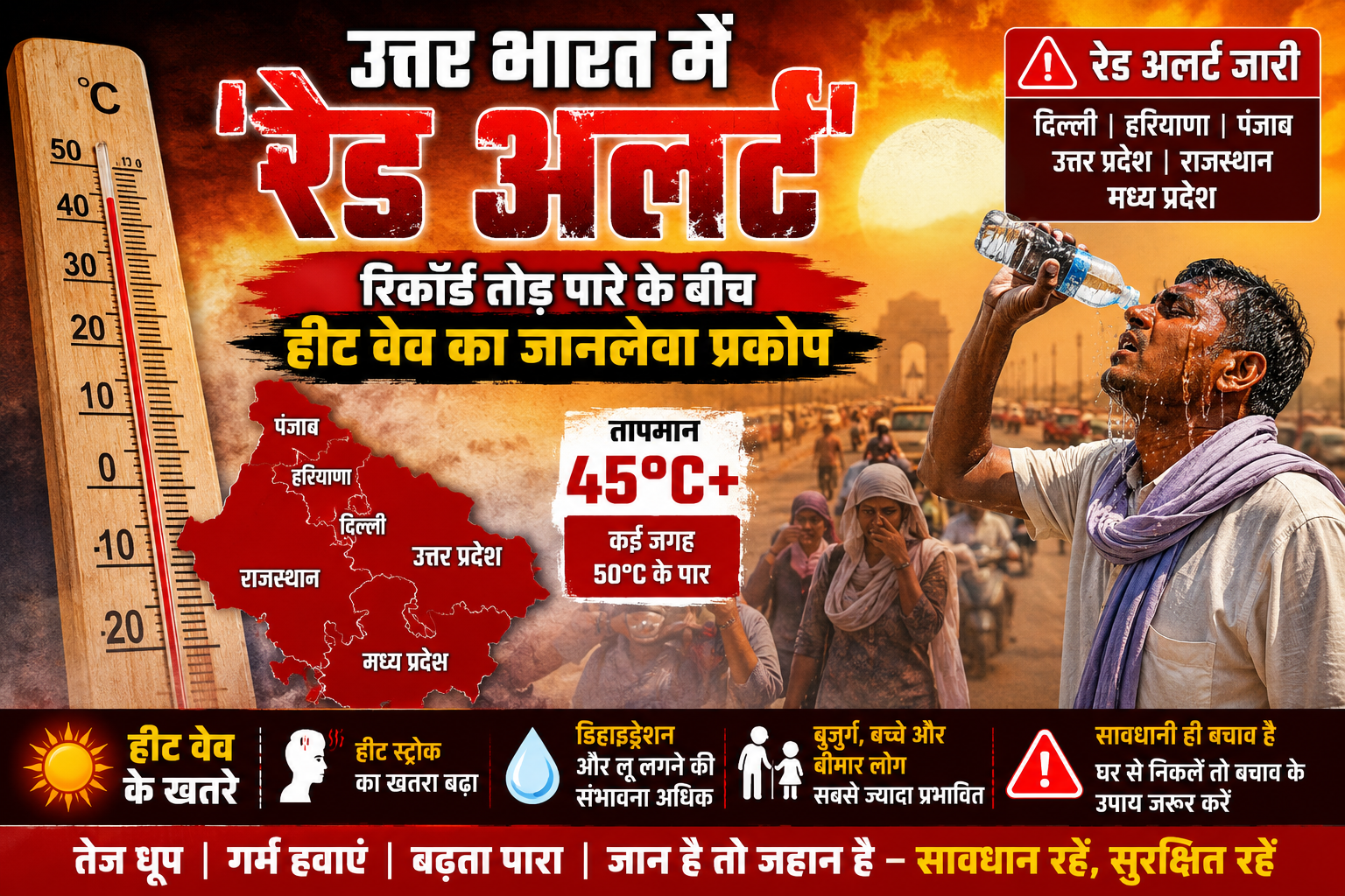 उत्तर भारत में ‘रेड अलर्ट’: रिकॉर्ड तोड़ पारे के बीच हीट वेव का जानलेवा प्रकोप