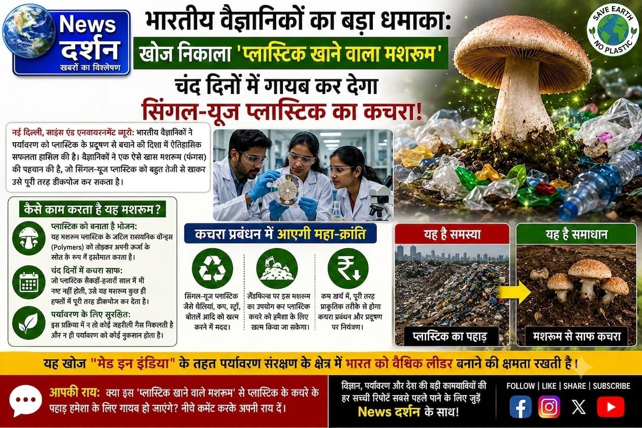 भारतीय वैज्ञानिकों का बड़ा धमाका: खोज निकाला ‘प्लास्टिक खाने वाला मशरूम’; चंद दिनों में गायब कर देगा सिंगल-यूज प्लास्टिक का कचरा!