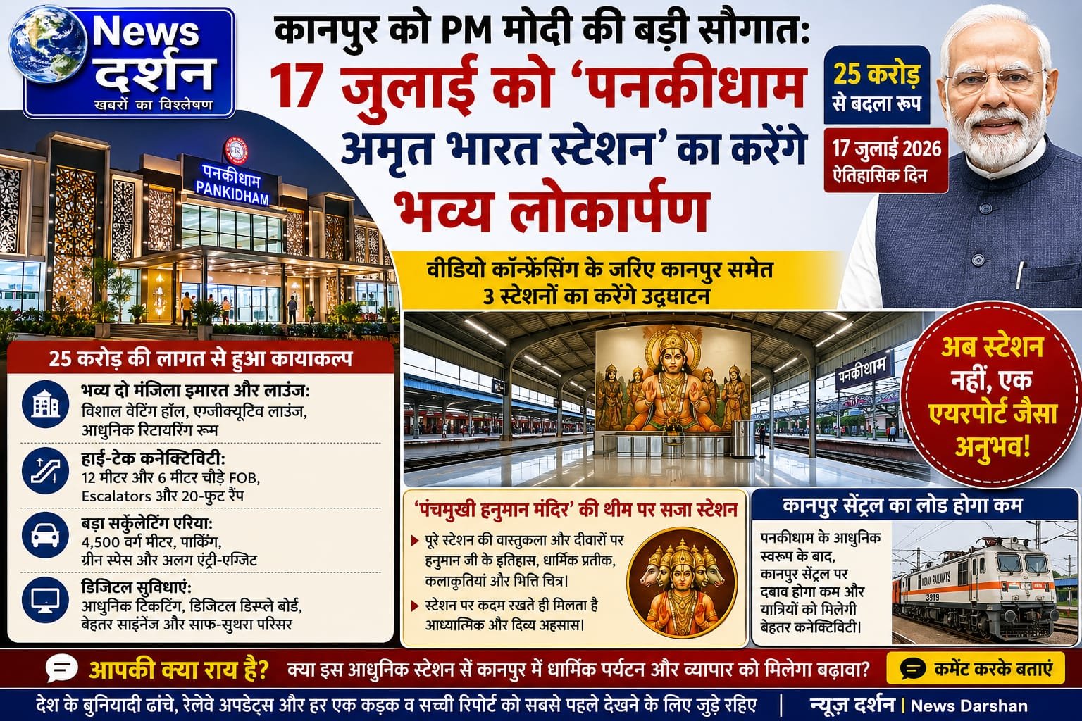 कानपुर को PM मोदी की बड़ी सौगात: 17 जुलाई को ‘पनकीधाम अमृत भारत स्टेशन’ का करेंगे भव्य लोकार्पण; 25 करोड़ से बदला रूप